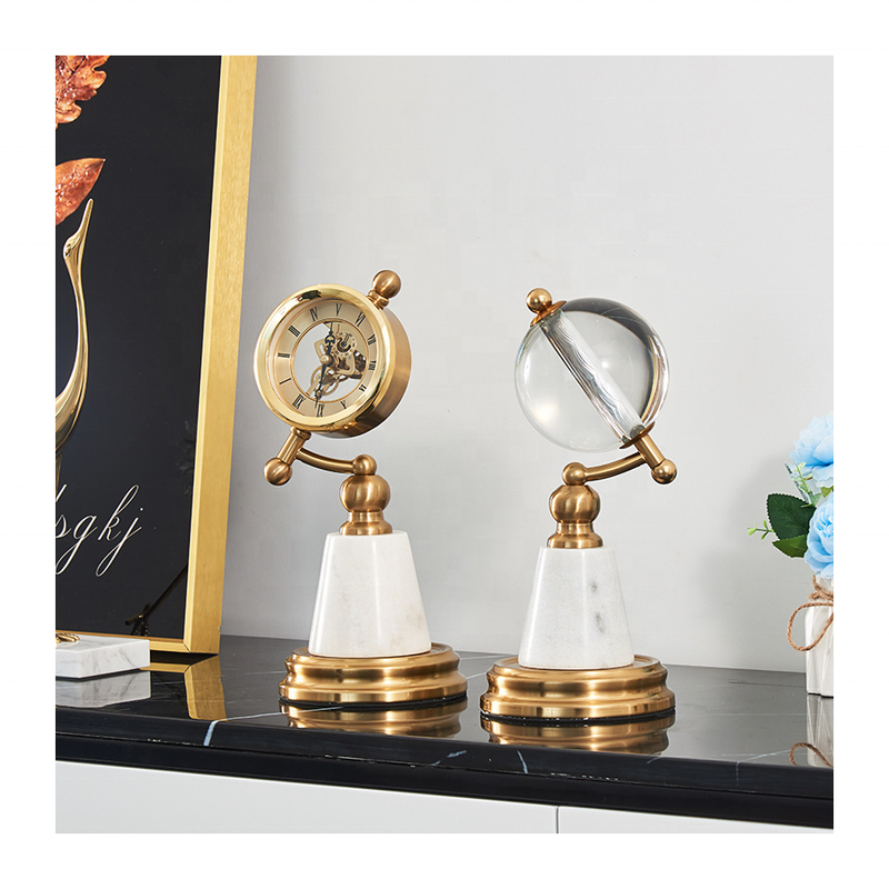ANYHOUZ Luxury Gold Metal – Clock Showpiece Sculpture for Living Room, House Display & Elegant Crafts Ornaments