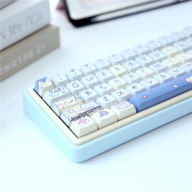 ANYMOB Keycap Keyboard Sky Blue 66 Keys Sublimation Fit Swtich Touch Clicks