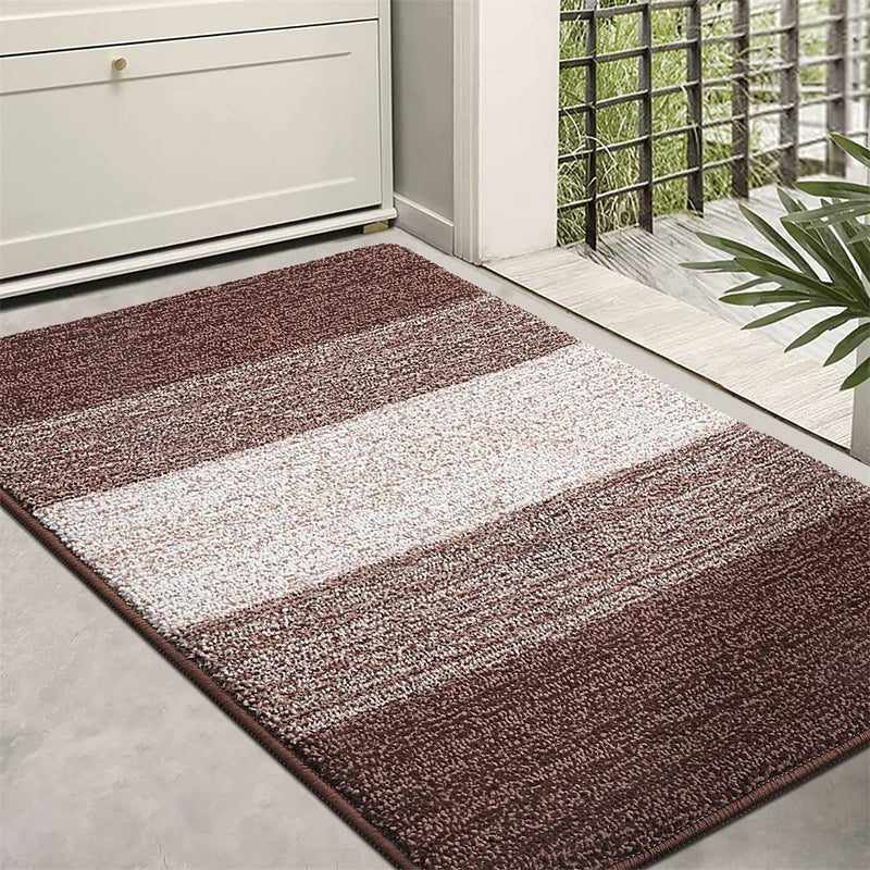 Anymat Doormat Brown Stripe Non Slip Dirt Resistant Mat For Kitchen And Bathroom