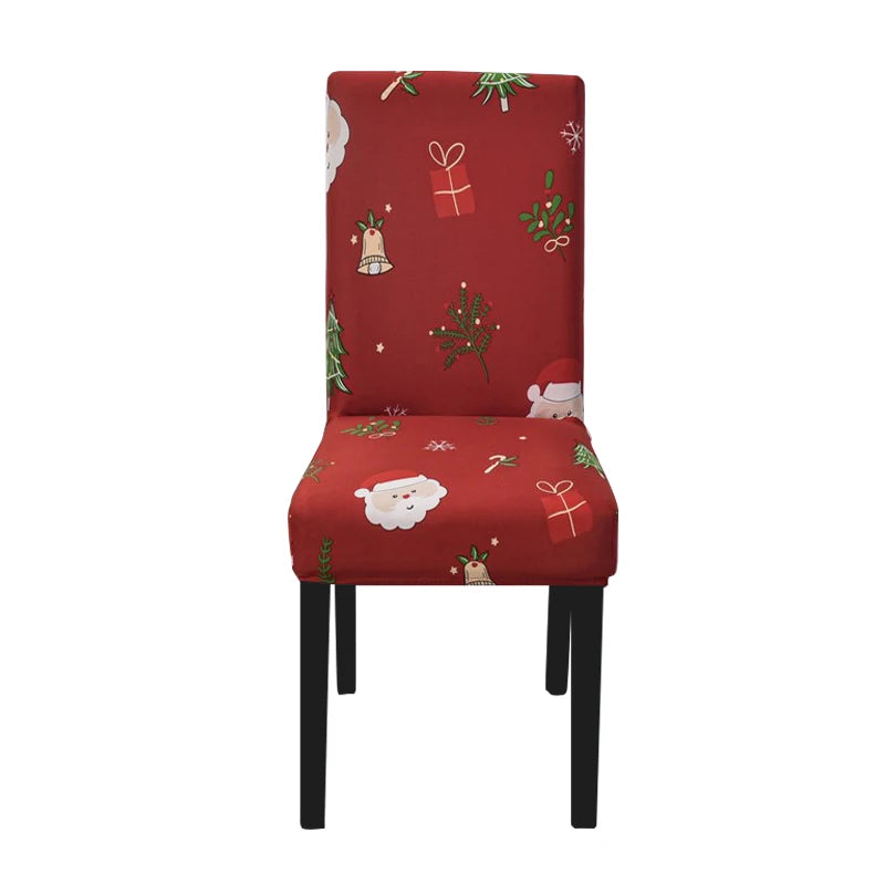 Anyseat Chair Cover Maroon Santa Gift Tree Design with Anti-Dirt and Elastic Material for Dining Room Kitchen Wedding Hotel Banquet Restaurant