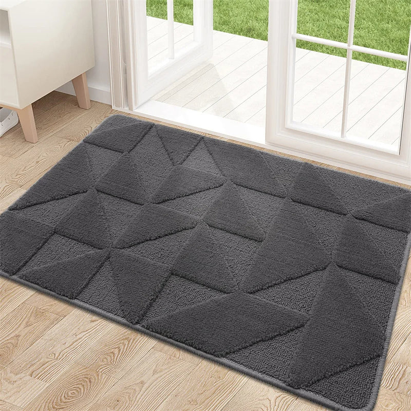 Anymat Doormat Black Geometric Non Slip Dirt Resistant Mat For Kitchen And Bathroom