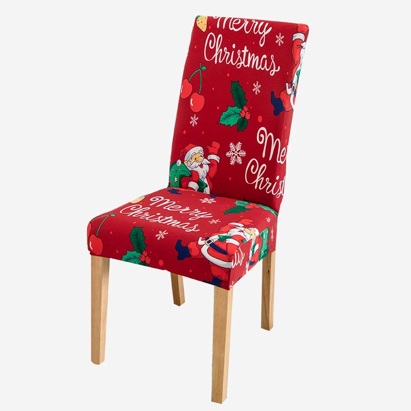 Anyseat Chair Cover Red Big Cheery Santa Design with Anti-Dirt and Elastic Material for Dining Room Kitchen Wedding Hotel Banquet Restaurant