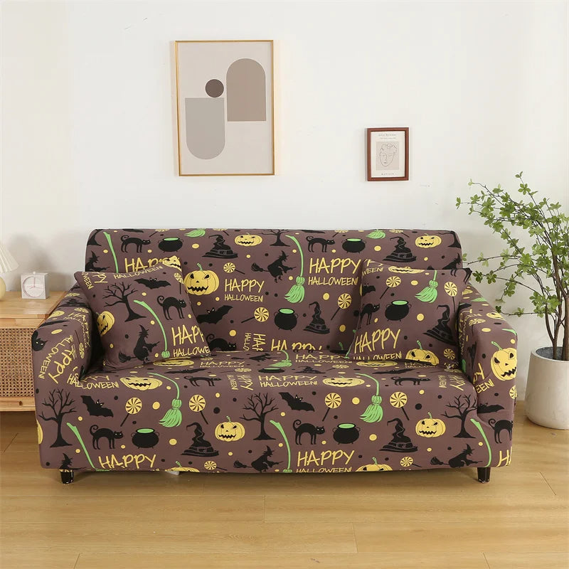 Anyseat Sofa Cover Mix Halloween Design Stretchable Non Slip Slipcover