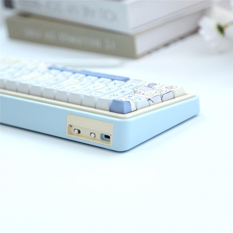ANYMOB Keycap Keyboard Sky Blue 66 Keys Sublimation Fit Swtich Touch Clicks