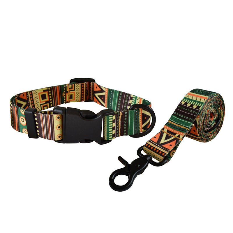 ANYWAGS Pet Collar Leash Set Multicolor Abstract Sytlish Strap Comfortable Dog Accessory