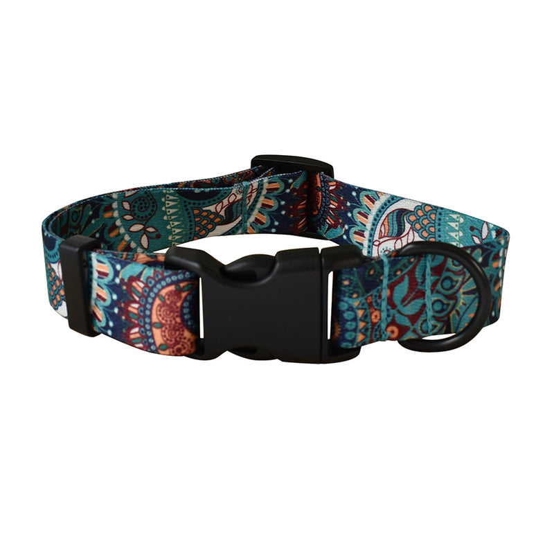 ANYWAGS Pet Collar Green Aztec Design Sytlish Strap Comfortable Dog Accessory