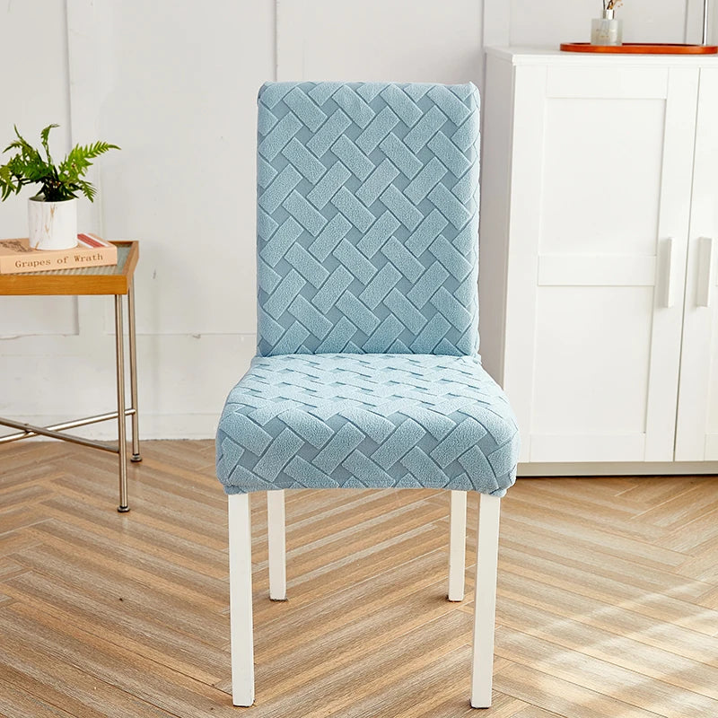 Anyseat Chair Cover Light Blue Knitted Design with Anti-Dirt and Elastic Material for Dining Room Kitchen Wedding Hotel Banquet Restaurant