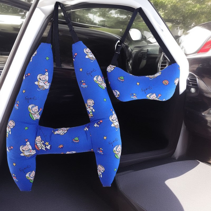 Anypillow Car Travel Pillow Blue Space 1 Set for Kids and Adult Neck Head Support H-Shape Travel Pillow