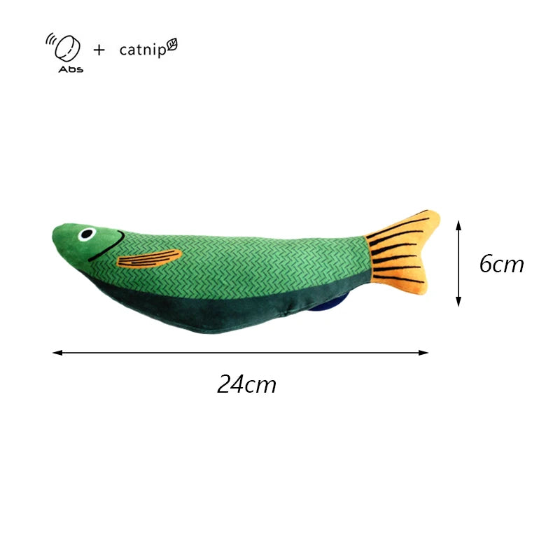 ANYWAGS Pet Toys Green Yellow Squeaky Sea Fish Shape Sphynx Plush Cat Accessories