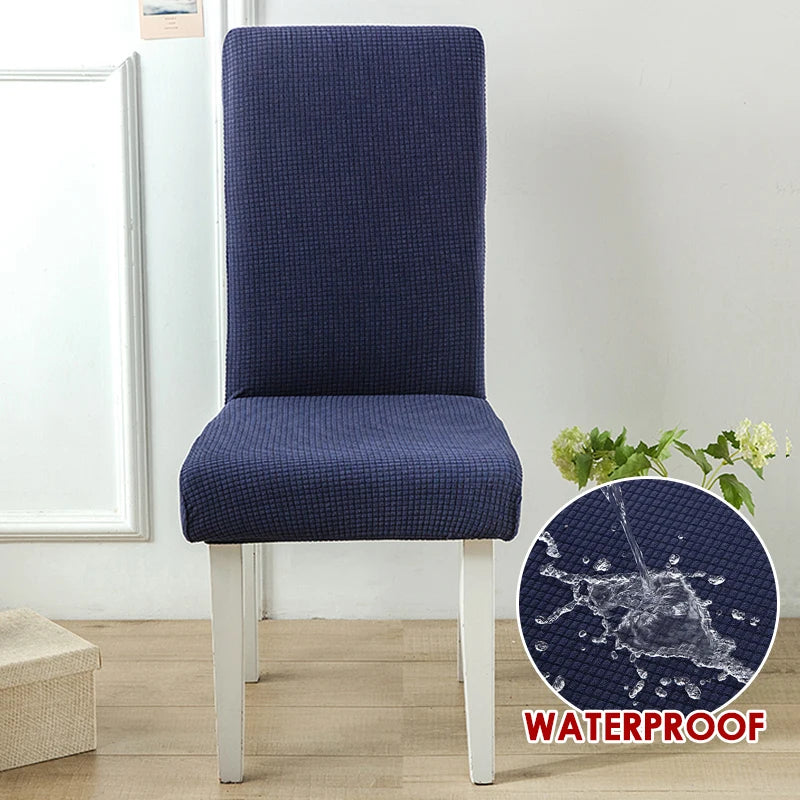 Anyseat Chair Cover Navy Corn Kernels Waterproof Universal Size for Dining Room Stretch Seat Slipcovers