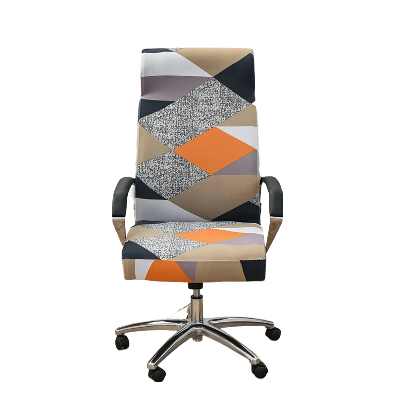 Anyseat Office Chair Cover Pink Beige Geometric Large Non-Slip Rotating Seat Case Universal Armrest Chair Protector