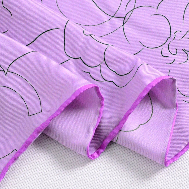 Anyyou Scarf for Women Floral Grey Pink Pattern Hand Sewing Edge High Quality Large Silk Scarf Cape