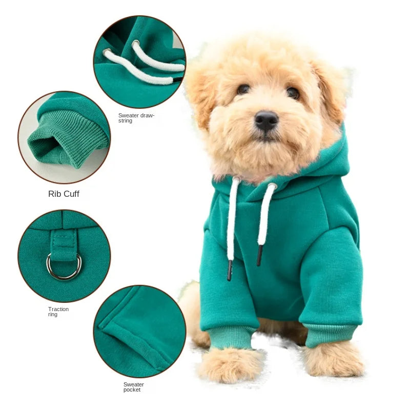 ANYWAGS Pet Clothes Gray Warm Fleece Hoodie Jacket with Back Pockets Sweatshirt for Cosplay and Cold Weathers