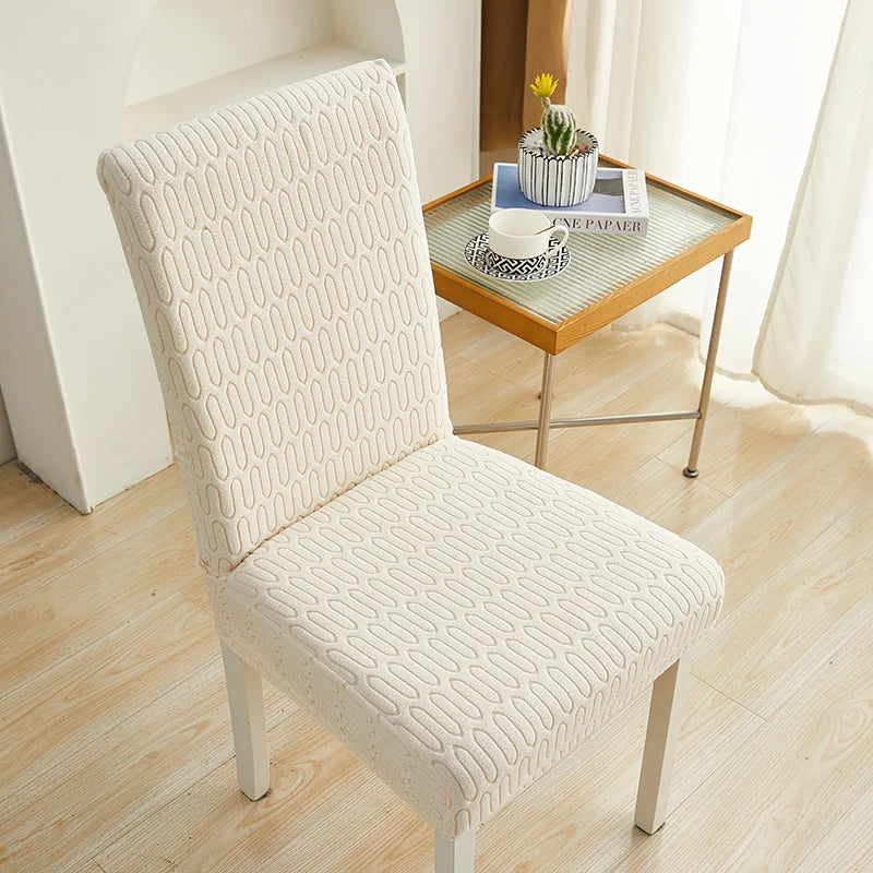 Anyseat Chair Cover Beige Wavey Lines Design with Elastic Material for Dining Room Kitchen Wedding Hotel Banquet Restaurant