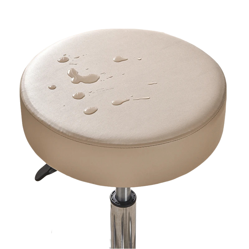 ANYHOUX Barstool Cushion Cover Khaki  Elastic Bands Slipcover for Swivel Chair Barstool Washable PU Leather Cushion Cover