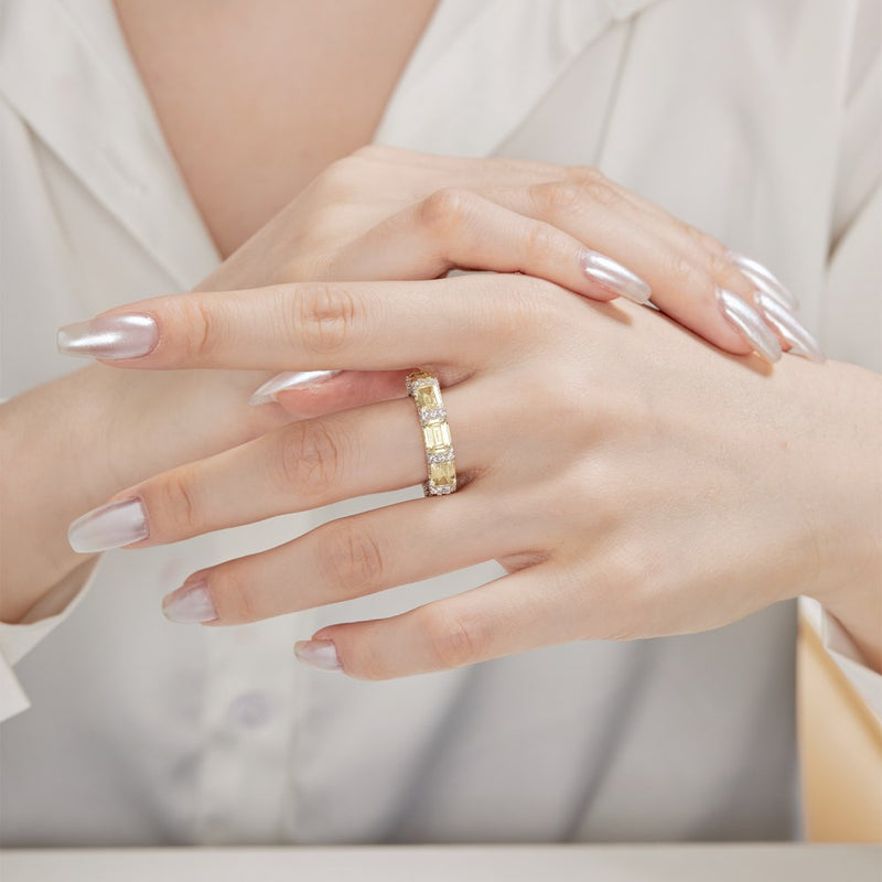 Anyyou Ring CZ 5A 925 Sterling Silver Green Diamond Wedding Ring Eternity Bands Engagement Rings Women Wholesale Jewelry