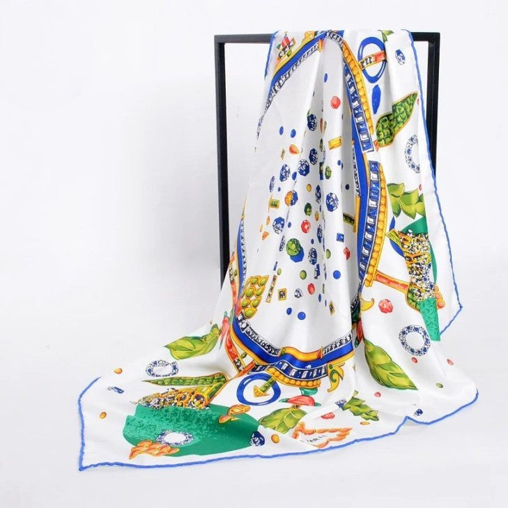 Anyyou Scarf for Women Orange Leaves Diamond Pattern Fashion Brand Design Ladies Silk Shawl 90*90cm Brand Twill Square Scarves