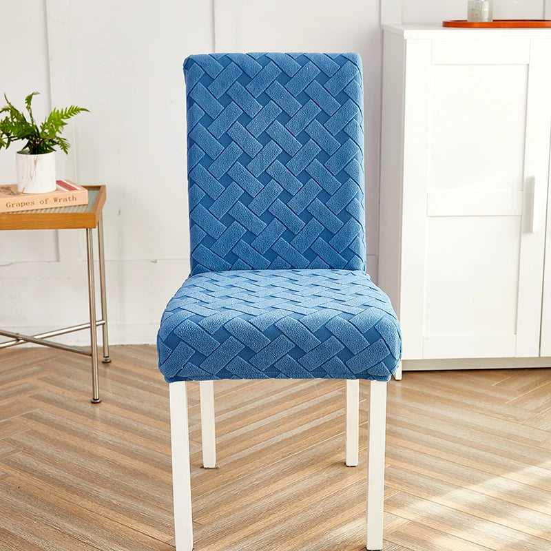 Anyseat Chair Cover Blue Knitted Design with Anti-Dirt and Elastic Material for Dining Room Kitchen Wedding Hotel Banquet Restaurant