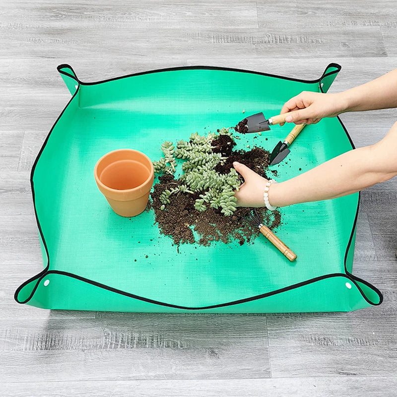 ANYHOUZ Garden Planting Mat Yellow Orange Foldable Potting Tray Reusable Waterproof Transplanting Pad