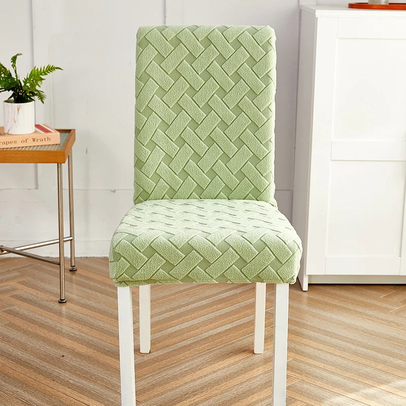 Anyseat Chair Cover Green Knitted Design with Anti-Dirt and Elastic Material for Dining Room Kitchen Wedding Hotel Banquet Restaurant