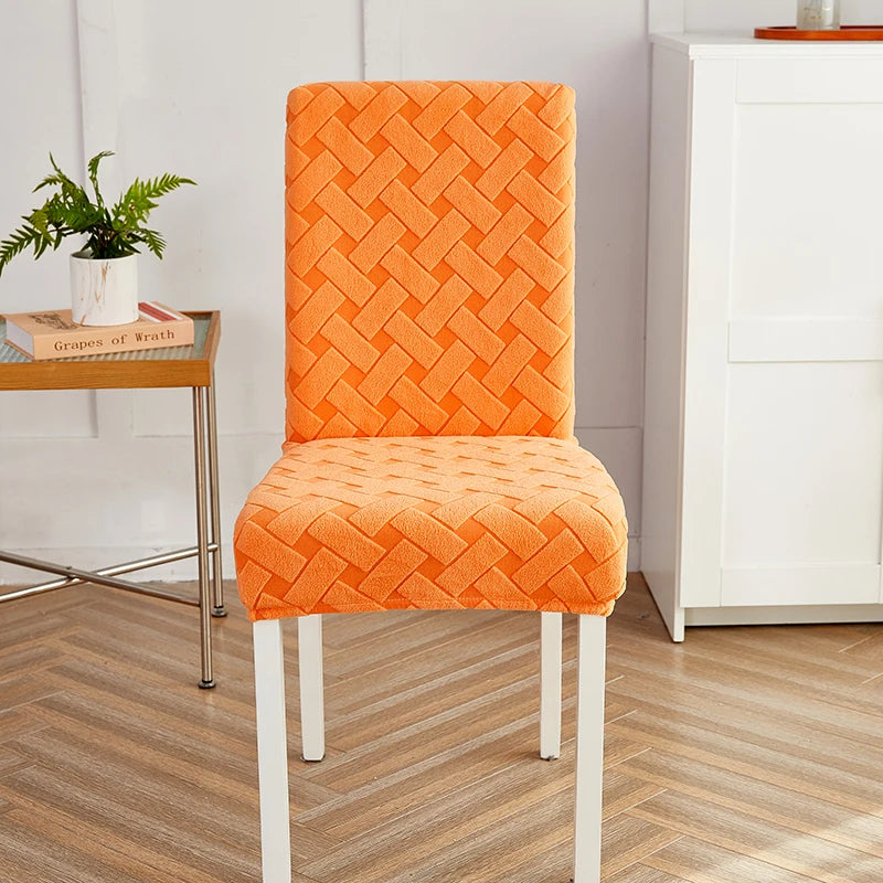 Anyseat Chair Cover Orange Knitted Design with Anti-Dirt and Elastic Material for Dining Room Kitchen Wedding Hotel Banquet Restaurant