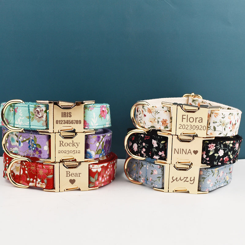 ANYWAGS Pet Collar Red Floral Stylish Accessory with Safety Buckle Durable Strap