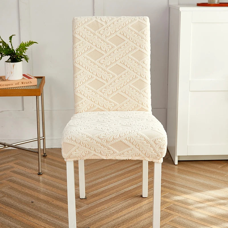 Anyseat Chair Cover Beige Knitted Veins Design with Anti-Dirt and Elastic Material for Dining Room Kitchen Wedding Hotel Banquet Restaurant