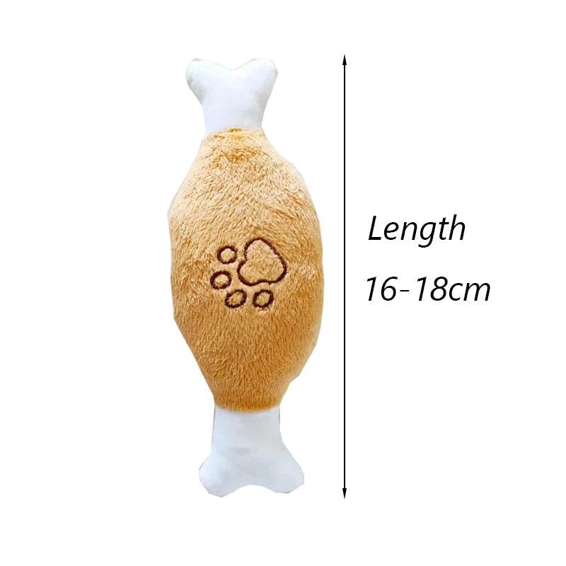 ANYWAGS Pet Toys White Brown Plush Pipe Chicken Bone Squeaky Interactive Accessories