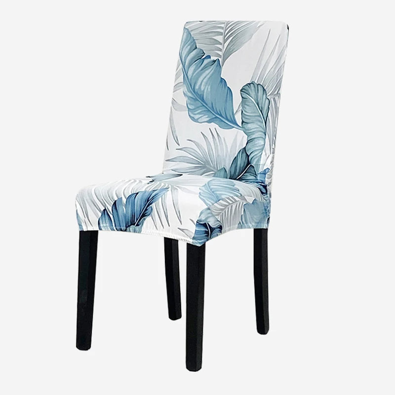 Anyseat Chair Cover Sky Blue Leaf Design with Anti-Dirt and Elastic Material for Dining Room Kitchen Wedding Hotel Banquet Restaurant