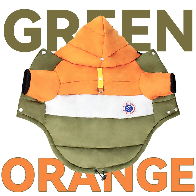 ANYWAGS Pet Clothes Orange Green Warm Cotton Coat with Arms Sleeves and Hoodie for Cosplay and Cold Weathers