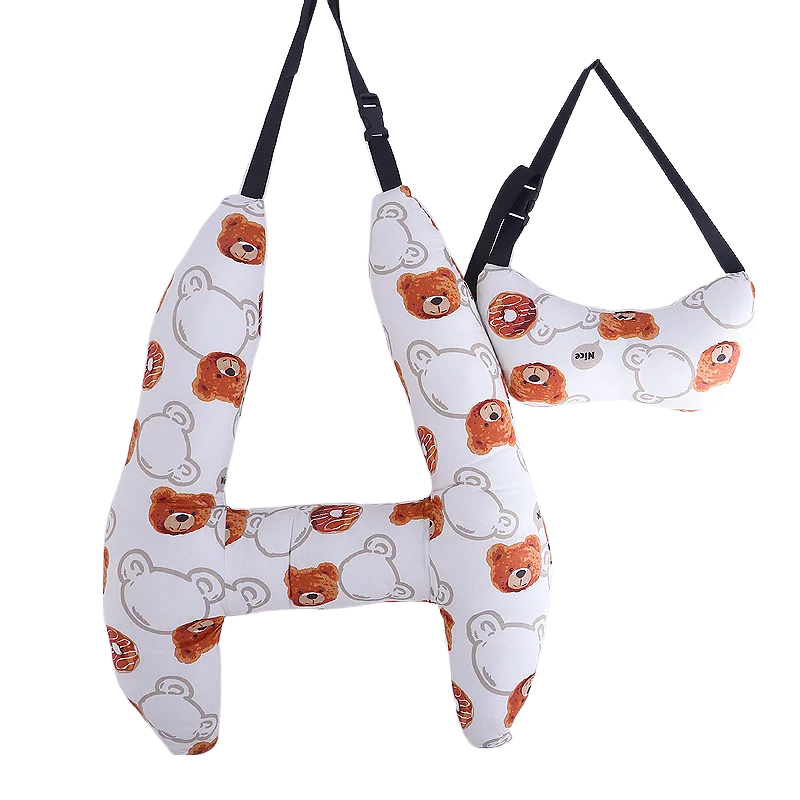 Anypillow Car Travel Pillow Brown Bear 1 Set for Kids and Adult Neck Head Support H-Shape Travel Pillow