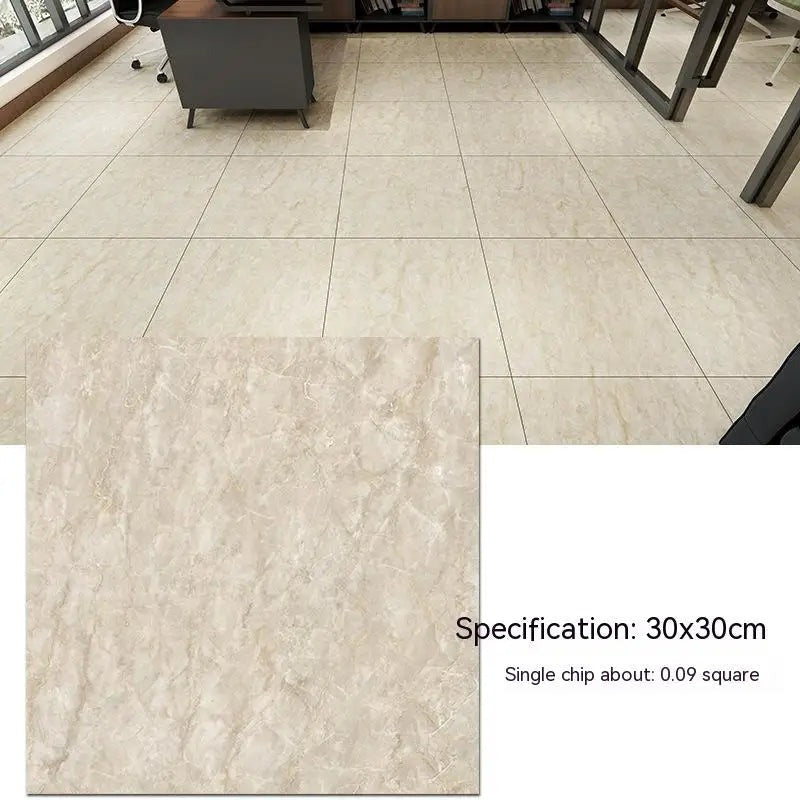 ANYHOUZ 10pcs Beige Vinyl Floor Tile Hairline Self-Adhesive 3D Waterproof