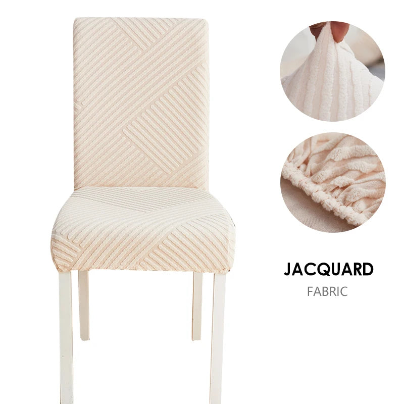 Anyseat Chair Cover Beige Knitted Lines Design with Anti-Dirt and Elastic Material for Dining Room Kitchen Wedding Hotel Banquet Restaurant