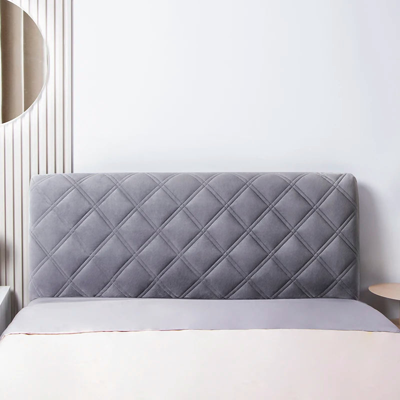 Anycozy Headboard Cover Khaki Criss Cross Pattern Super Soft Smooth Quilted Velvet Bed Back Dust Protector Cover 160x70cm