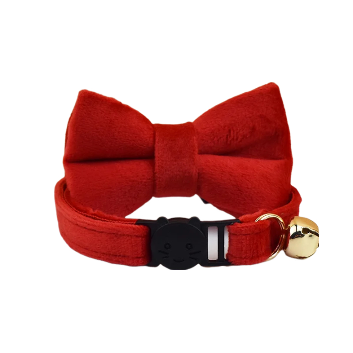 ANYWAGS Cat Collar Cherry Red Bow Large with Safety Buckle, Bell, and Durable Strap Stylish and Comfortable Pet Accessory