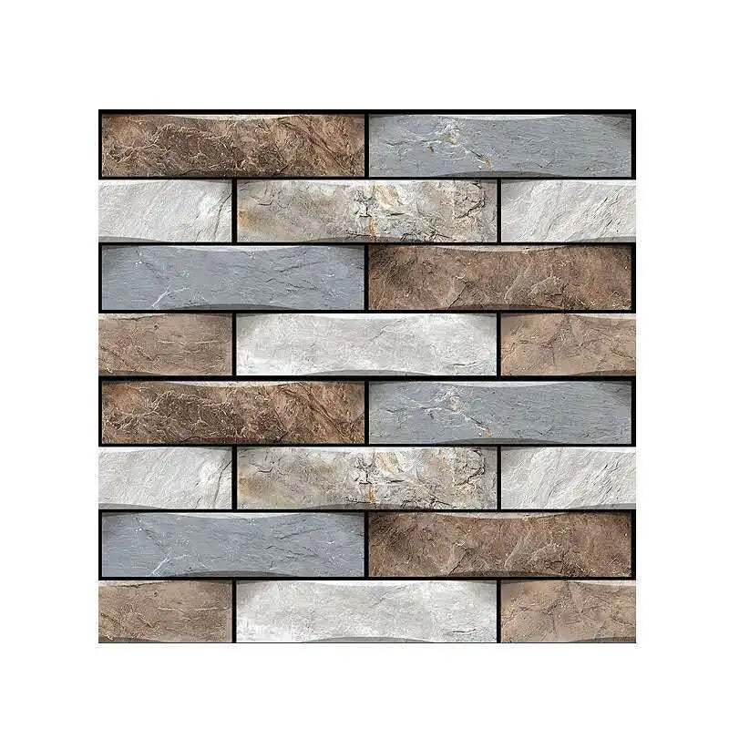ANYHOUZ 10pcs Vinyl Wall Tile Stone Layered Brick 3D Waterproof