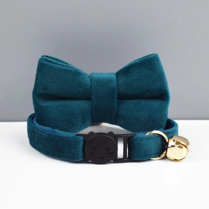 ANYWAGS Cat Collar Navy Blue Bow Small with Safety Buckle, Bell, and Durable Strap Stylish and Comfortable Pet Accessor