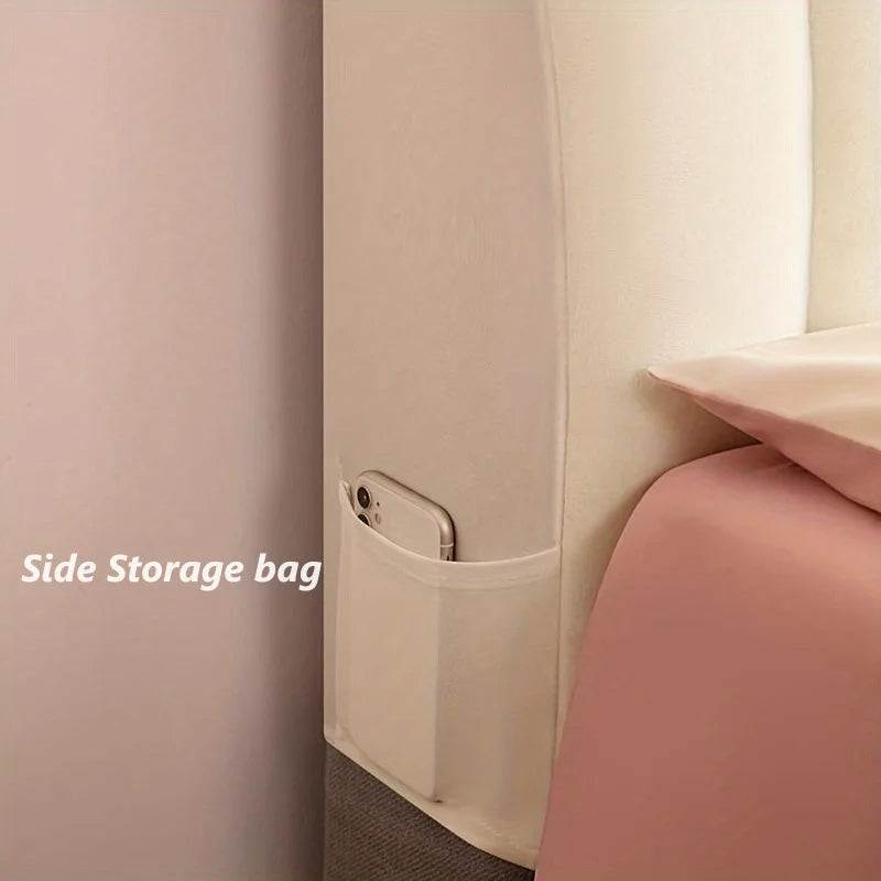 Anycozy  Headboard Cover Pink Short Plush Super Soft Smooth Quilted Velvet Bed Back Dust Protector Cover 100x70cm