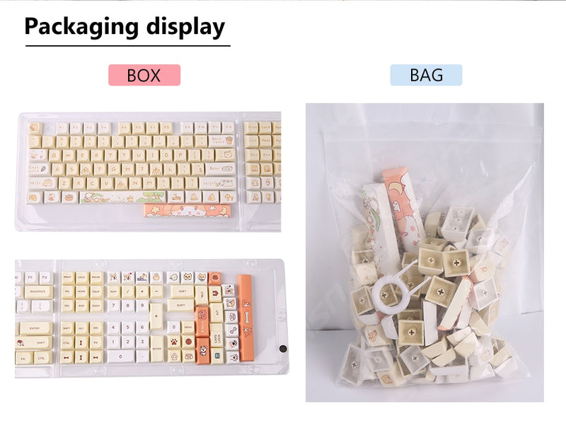 ANYMOB Keycap Keyboard White 131 English Keys Mechanical Switch Touch Clicks Bag
