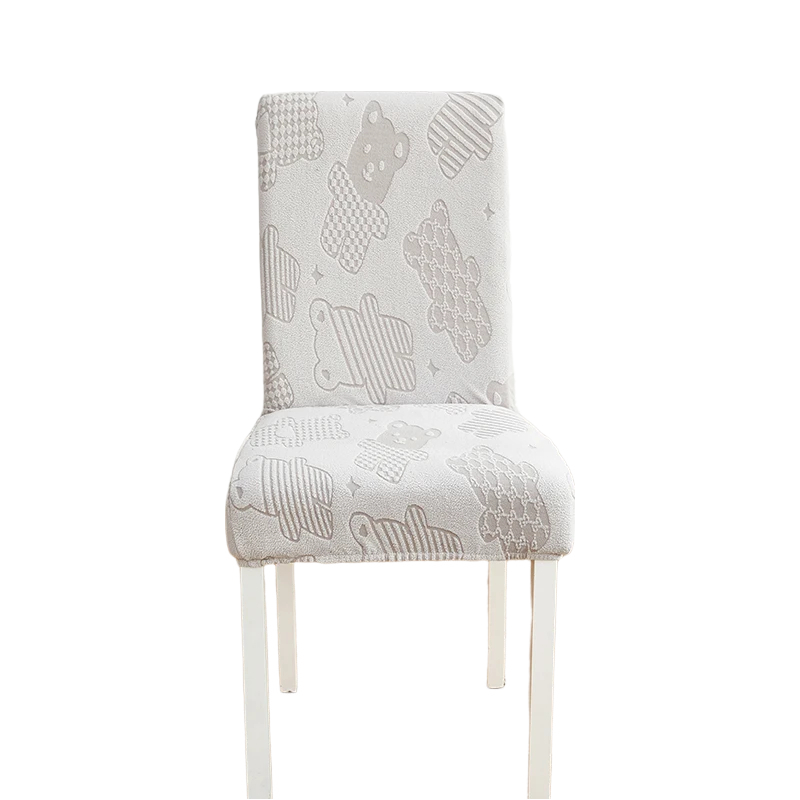 Anyseat Chair Cover Light Grey Bear Design with Anti-Dirt and Elastic Material for Dining Room Kitchen Wedding Hotel Banquet Restaurant