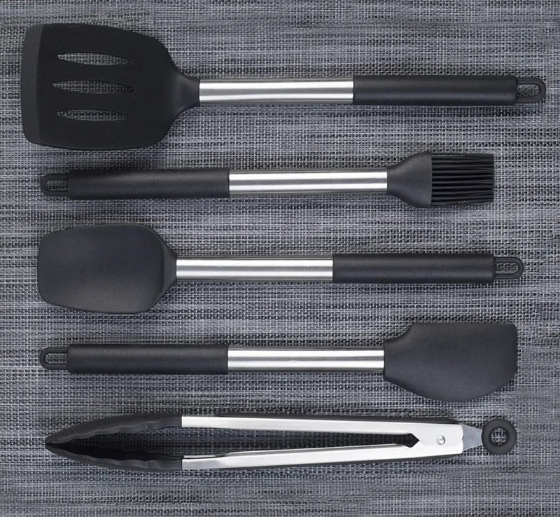 Anygleam Kitchen Utensils Non-stick Grey/ Silver 13 Set Cooking Tool Accessories Heat Resistant Kitchenware