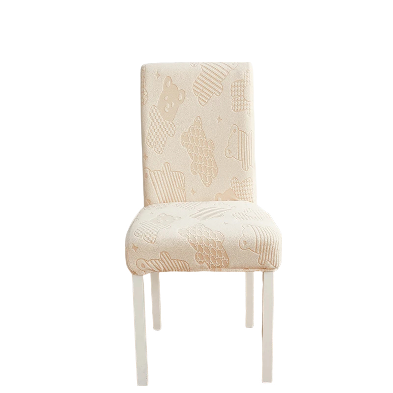Anyseat Chair Cover Beige Bear Design with Anti-Dirt and Elastic Material for Dining Room Kitchen Wedding Hotel Banquet Restaurant