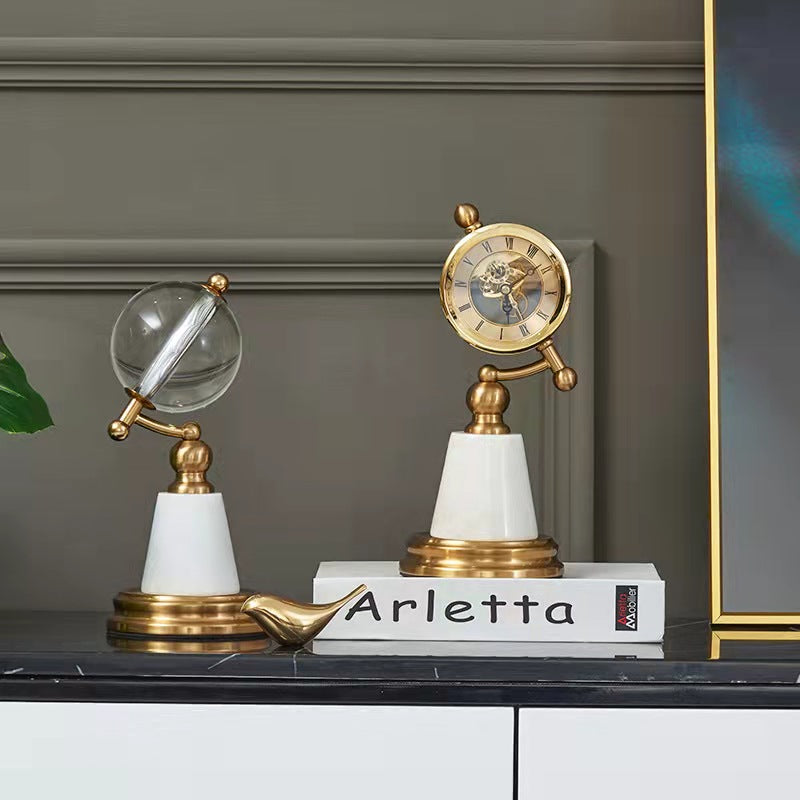 ANYHOUZ Luxury Gold Metal – Clock Showpiece Sculpture for Living Room, House Display & Elegant Crafts Ornaments