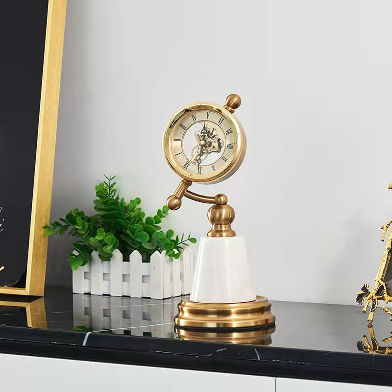 ANYHOUZ Luxury Gold Metal – Clock Showpiece Sculpture for Living Room, House Display & Elegant Crafts Ornaments
