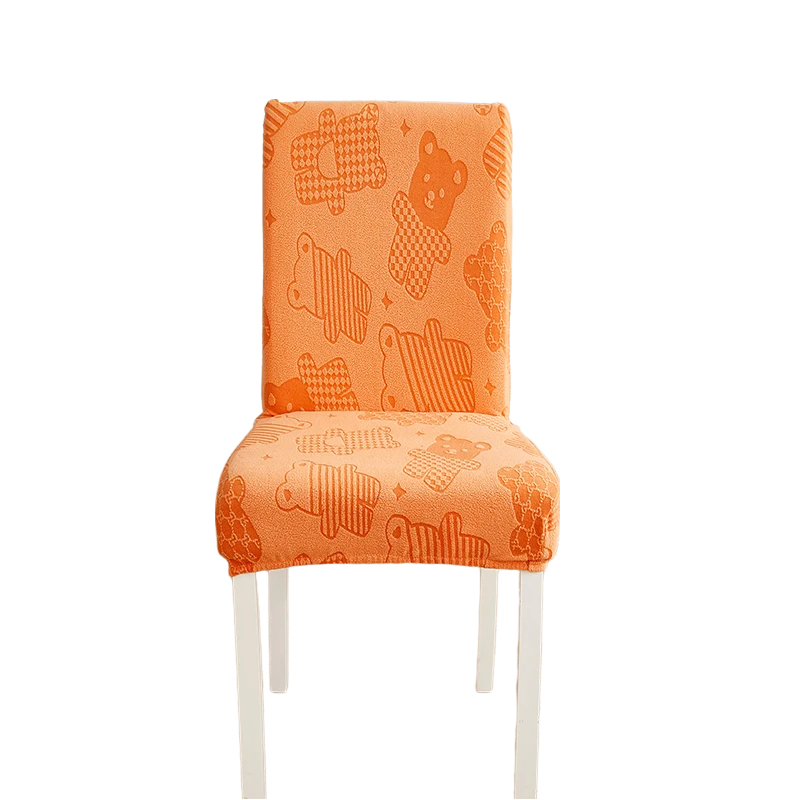 Anyseat Chair Cover Orange Bear Design with Anti-Dirt and Elastic Material for Dining Room Kitchen Wedding Hotel Banquet Restaurant
