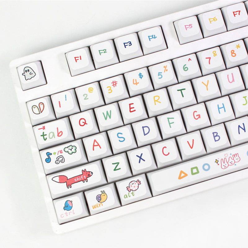 ANYMOB Keycap Keyboard Rainbow Animal Theme 127 Keys Sublimation DIY Custom Switch Clicks