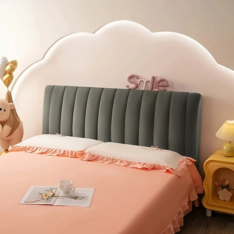 Anycozy Headboard Cover Dark Gray Short Plush Super Soft Smooth Quilted Velvet Bed Back Dust Protector Cover 120x70cm