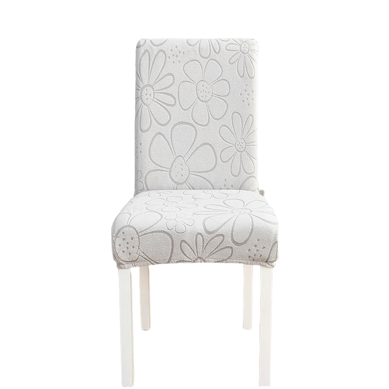 Anyseat Chair Cover Light Grey Floral Design with Anti-Dirt and Elastic Material for Dining Room Kitchen Wedding Hotel Banquet Restaurant