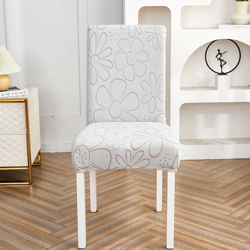 Anyseat Chair Cover Light Grey Floral Design with Anti-Dirt and Elastic Material for Dining Room Kitchen Wedding Hotel Banquet Restaurant