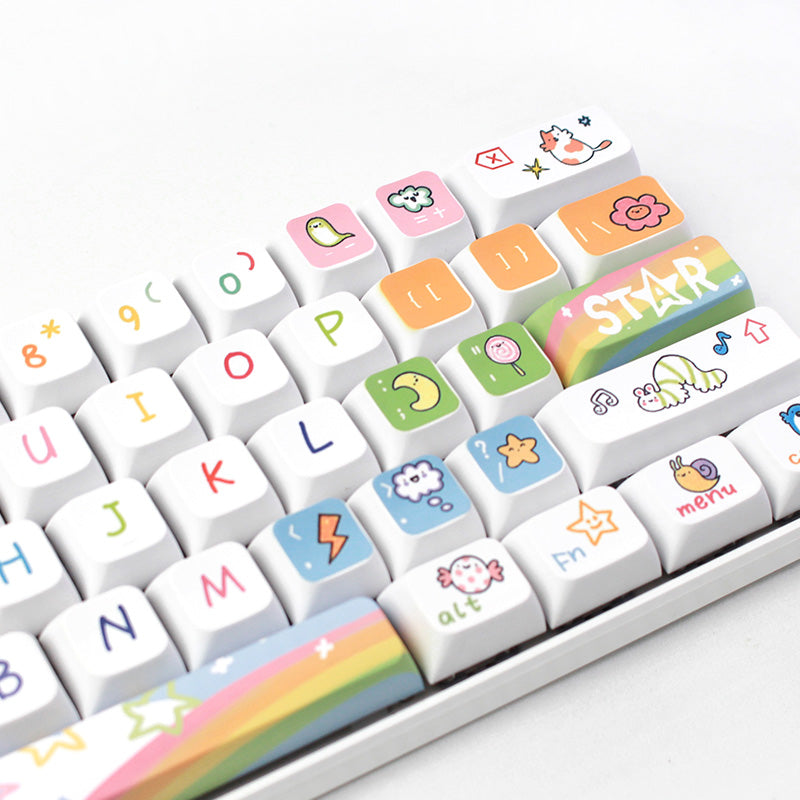 ANYMOB Keycap Keyboard Rainbow Animal Theme 127 Keys Sublimation DIY Custom Switch Clicks